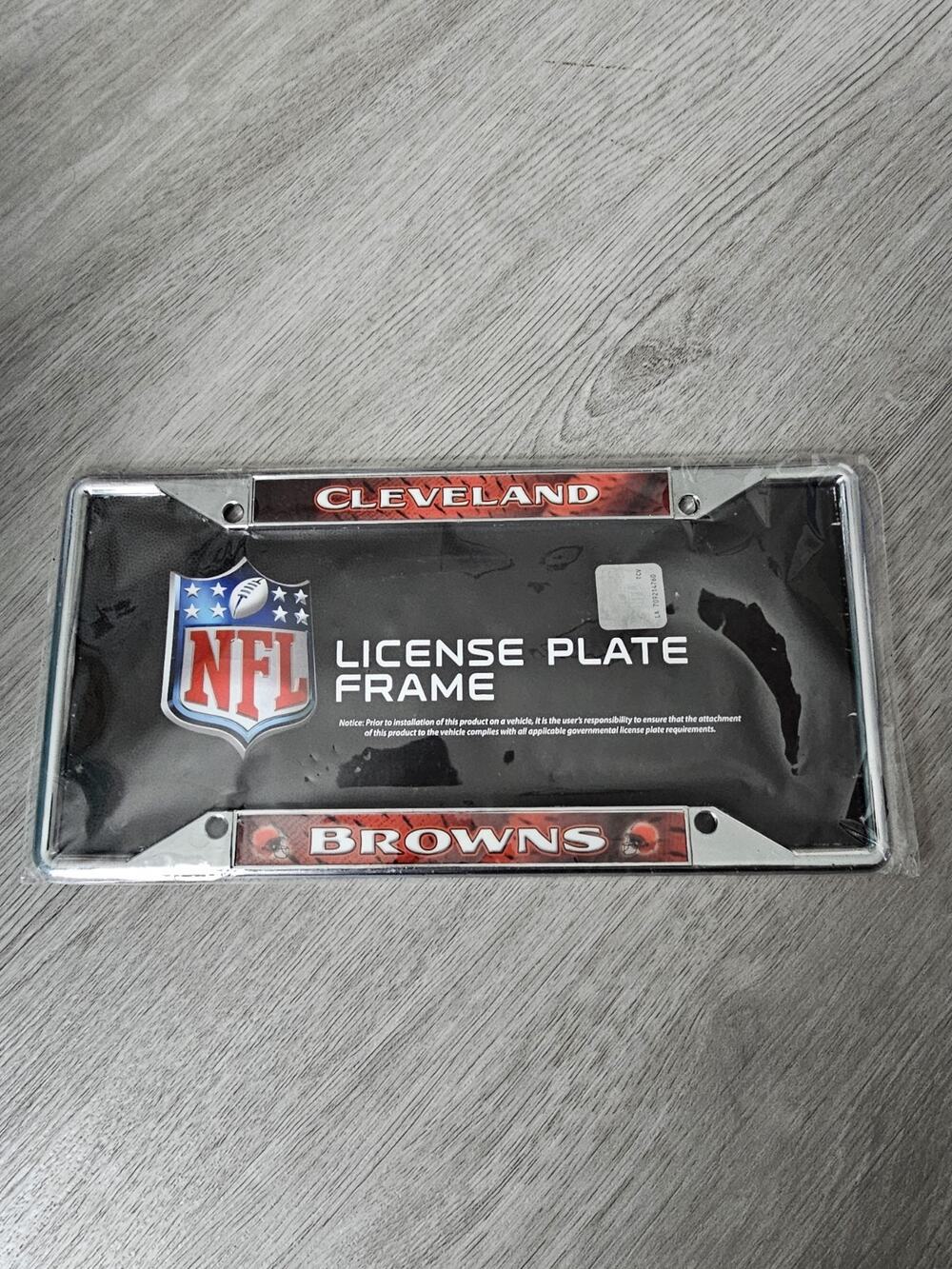 Cleveland Browns Premium Metal License Plate Frame Chrome Tag Cover, 12x6 Inch